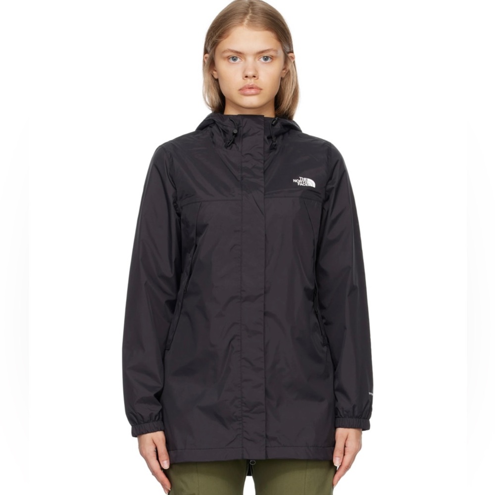 The North Face HyVent Black Full Zip Hooded Windbreaker Rain Jacket Womens M.